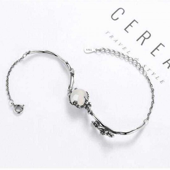 S925 Silver Elegant Chain Bracelets White Gold Plum Blossom Plant Bracelet Fashion Jewelry for Women