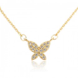 S925 Silver Micro Rhinestone All-match Butterfly Clavicle Necklace