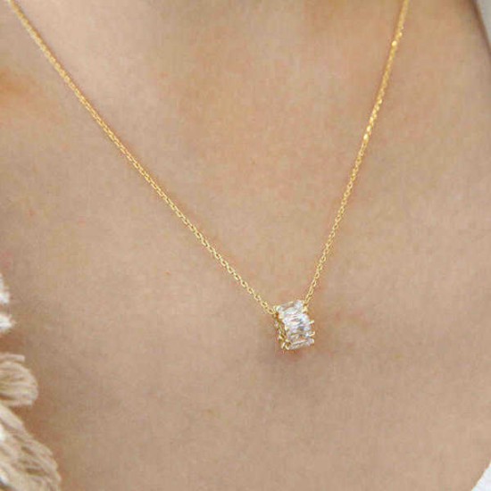 S925 Sterling Silver Short Zircon Crystal Simple Chain Sweet Clavicle Necklaces