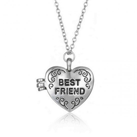 SIlver Crystal Rhinestone Heart Letter Moon Clavicle Women Necklace Chain