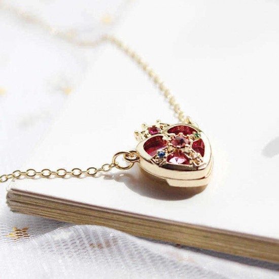 Sailor Moon Crown Ami Regresa Pendant Silver Gold Plating Gift Heart Necklace Chain