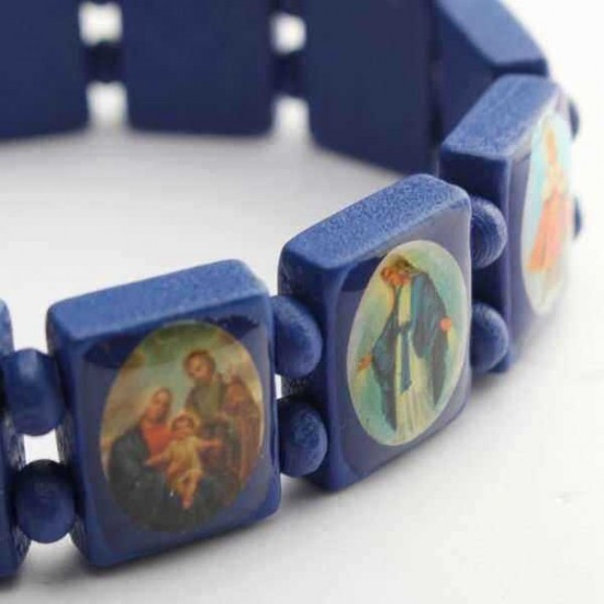 Saints Jesus Religiou Wood Stretch Elastic Bracelet Women Men