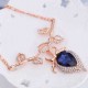 Sapphires Jewelry Set Alloy Leave Rhinestone Earrings Necklaces