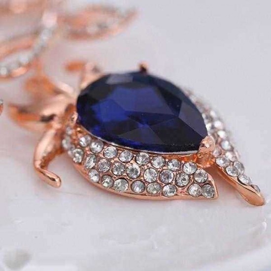 Sapphires Jewelry Set Alloy Leave Rhinestone Earrings Necklaces