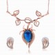 Sapphires Jewelry Set Alloy Leave Rhinestone Earrings Necklaces