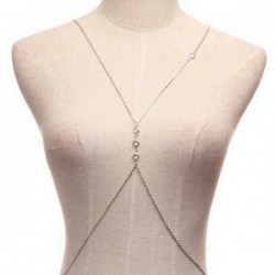 Sexy Crystals Bikini Crossover Waist Belly Body Chain Necklace Women