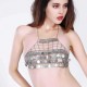 Sexy Hollow Multilayer Coin Tassel Beach Free Bra Body Chain