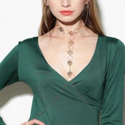 Sexy Hollow Rose Metal Body Chain Elegant Long Necklace Party Jewelry