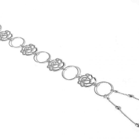 Sexy Hollow Rose Metal Body Chain Elegant Long Necklace Party Jewelry