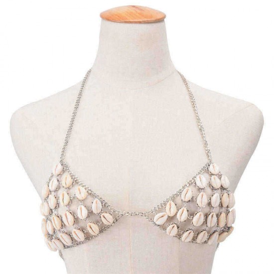 Sexy Hollow Shell Beach Breathable Free Bra Body Chain