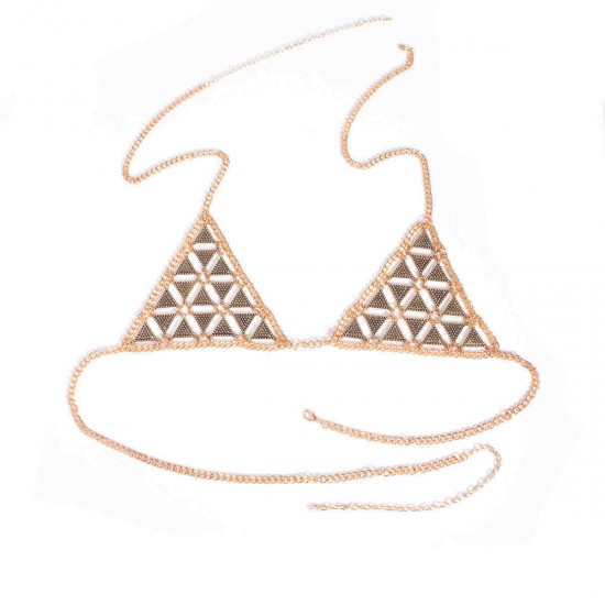 Sexy Hollow Triangle Beach Breathable Free Bra Body Chain