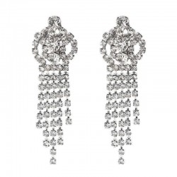 Shiny Rhinestone Long Earrings Heart Round Eye Irregular Shape Ear Stud