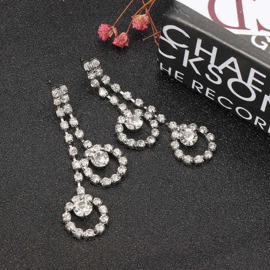 Shiny Rhinestone Long Earrings Heart Round Eye Irregular Shape Ear Stud