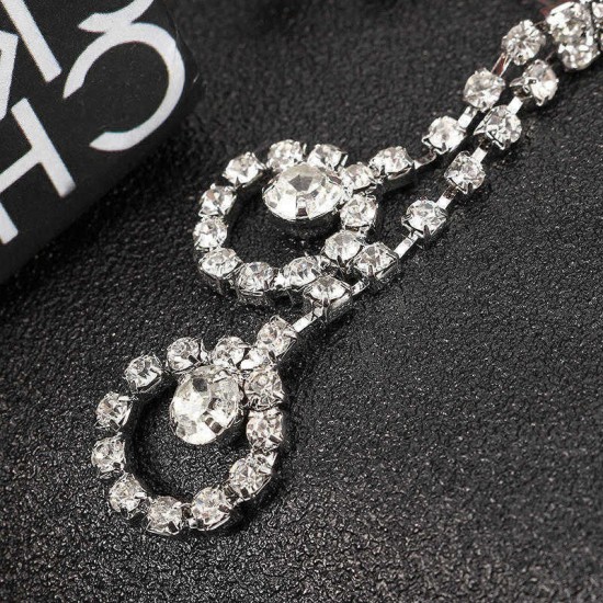 Shiny Rhinestone Long Earrings Heart Round Eye Irregular Shape Ear Stud