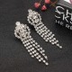 Shiny Rhinestone Long Earrings Heart Round Eye Irregular Shape Ear Stud