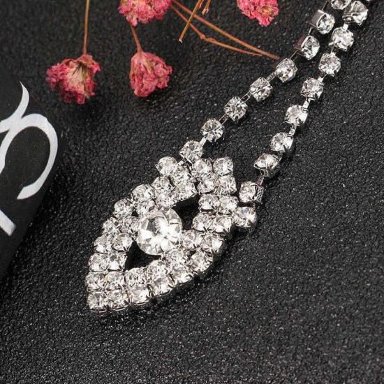 Shiny Rhinestone Long Earrings Heart Round Eye Irregular Shape Ear Stud