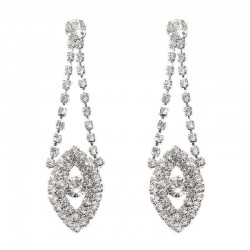 Shiny Rhinestone Long Earrings Heart Round Eye Irregular Shape Ear Stud