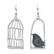 Silver Drop Earrings Blue Grey Bird Birdcage Pendants Fashion Asymmetric Women Earring