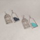 Silver Drop Earrings Blue Grey Bird Birdcage Pendants Fashion Asymmetric Women Earring