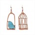 Silver Drop Earrings Blue Grey Bird Birdcage Pendants Fashion Asymmetric Women Earring