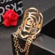 Silver Gold Hollow Rose Ring Alloy Rhinestone Nail Ring Jewelry for Women