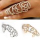 Silver Gold Plated Crystal Rhinestone Flower Hollow Joint Knuckle Ring