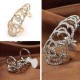 Silver Gold Plated Crystal Rhinestone Flower Hollow Joint Knuckle Ring