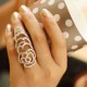 Silver Gold Plated Crystal Rhinestone Flower Hollow Joint Knuckle Ring