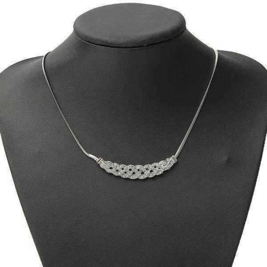 Silver Gold Plated Rhinestone Twisty Snake Chain Pendant Necklace