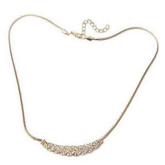 Silver Gold Plated Rhinestone Twisty Snake Chain Pendant Necklace