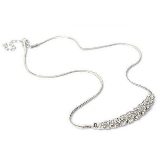 Silver Gold Plated Rhinestone Twisty Snake Chain Pendant Necklace