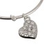 Silver Gold Rhinestone Love Heart Pendant Alloy Bangle Bracelet Women Jewelry