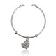 Silver Gold Rhinestone Love Heart Pendant Alloy Bangle Bracelet Women Jewelry