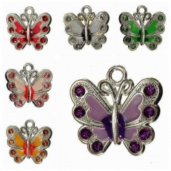 Silver Plated Crystal Rhinestone Butterfly Charm Necklace Pendant DIY