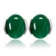 Silver Plated Lady Round Green Agate Earrings Elegant Gemstone Ear Stud Chinese Style for Women