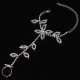 Silver Plated Leaves Rhinestone Ring Bracelet Crystal Metal Chain