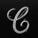 Silver Plated Rhinestone English Letters Brooch For Women