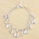 Silver Plated Shoes Bags Chain Pendant Bracelet Women Jewelry