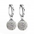 Silver Plated Zircon Ball Dangle Drop Hoop Earrings Women Jewelry