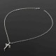 Silver Smooth Simple Cross O Shape Necklace Chain Couple Gifts For Women Men