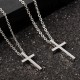 Silver Smooth Simple Cross O Shape Necklace Chain Couple Gifts For Women Men