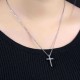 Silver Smooth Simple Cross O Shape Necklace Chain Couple Gifts For Women Men