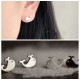 Silver Sweet Little Whale Ear Stud Earrings For Women