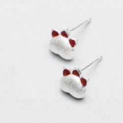 Simple 925 Sterling Silver Gold Color Lovely Cat Claws Stud Earrings for Women