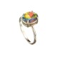 Simple Adjustable Crystal Open Ring Colorful Gemstone Gold Band Engagement Bridal Jewelry for Women