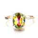 Simple Adjustable Crystal Open Ring Colorful Gemstone Gold Band Engagement Bridal Jewelry for Women