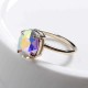 Simple Adjustable Crystal Open Ring Colorful Gemstone Gold Band Engagement Bridal Jewelry for Women