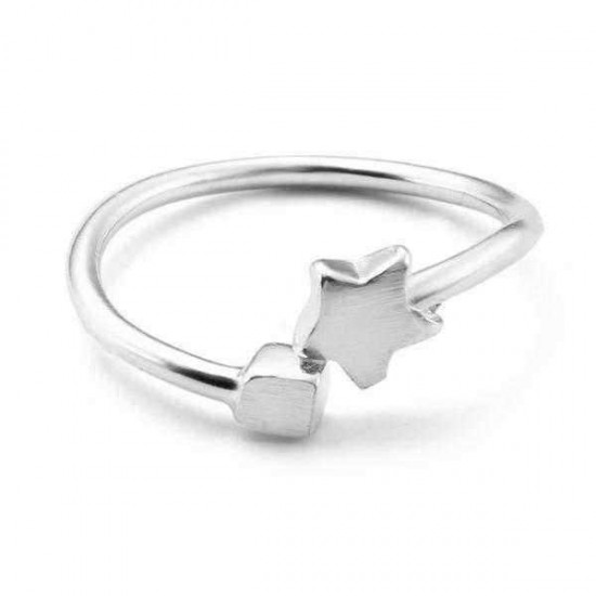 Simple Alloy Diamond Stars Plane Adjustable Rings for Women