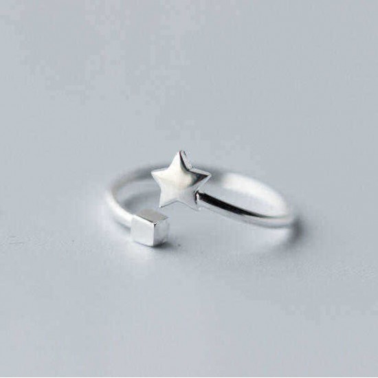 Simple Alloy Diamond Stars Plane Adjustable Rings for Women