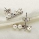 Simple Rhinestone Crystal Pearl Ear Stud Earrings Gold Silver Plated